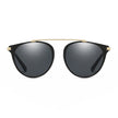 FRISCO | Modern Horn Rimmed Metal Frame Round Sunglasses