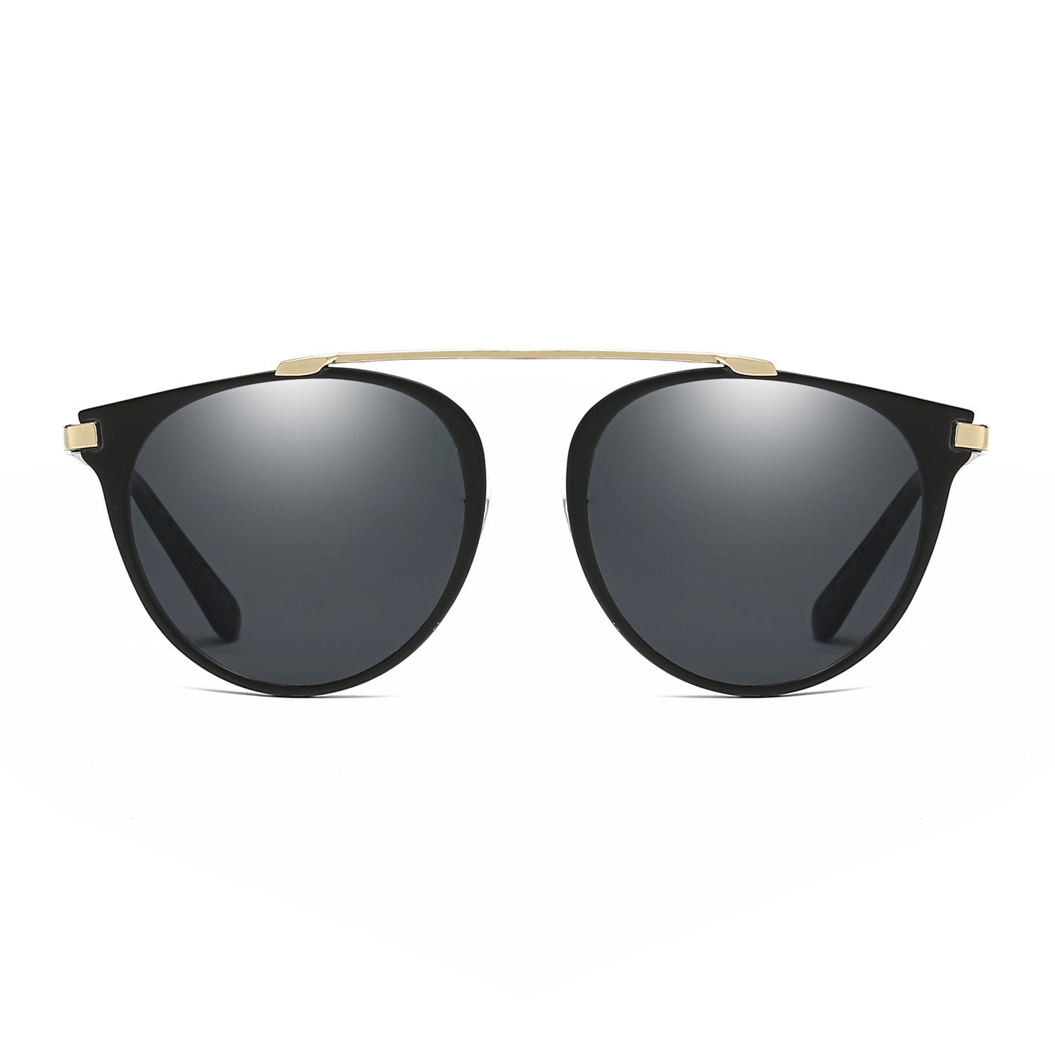 FRISCO | Modern Horn Rimmed Metal Frame Round Sunglasses