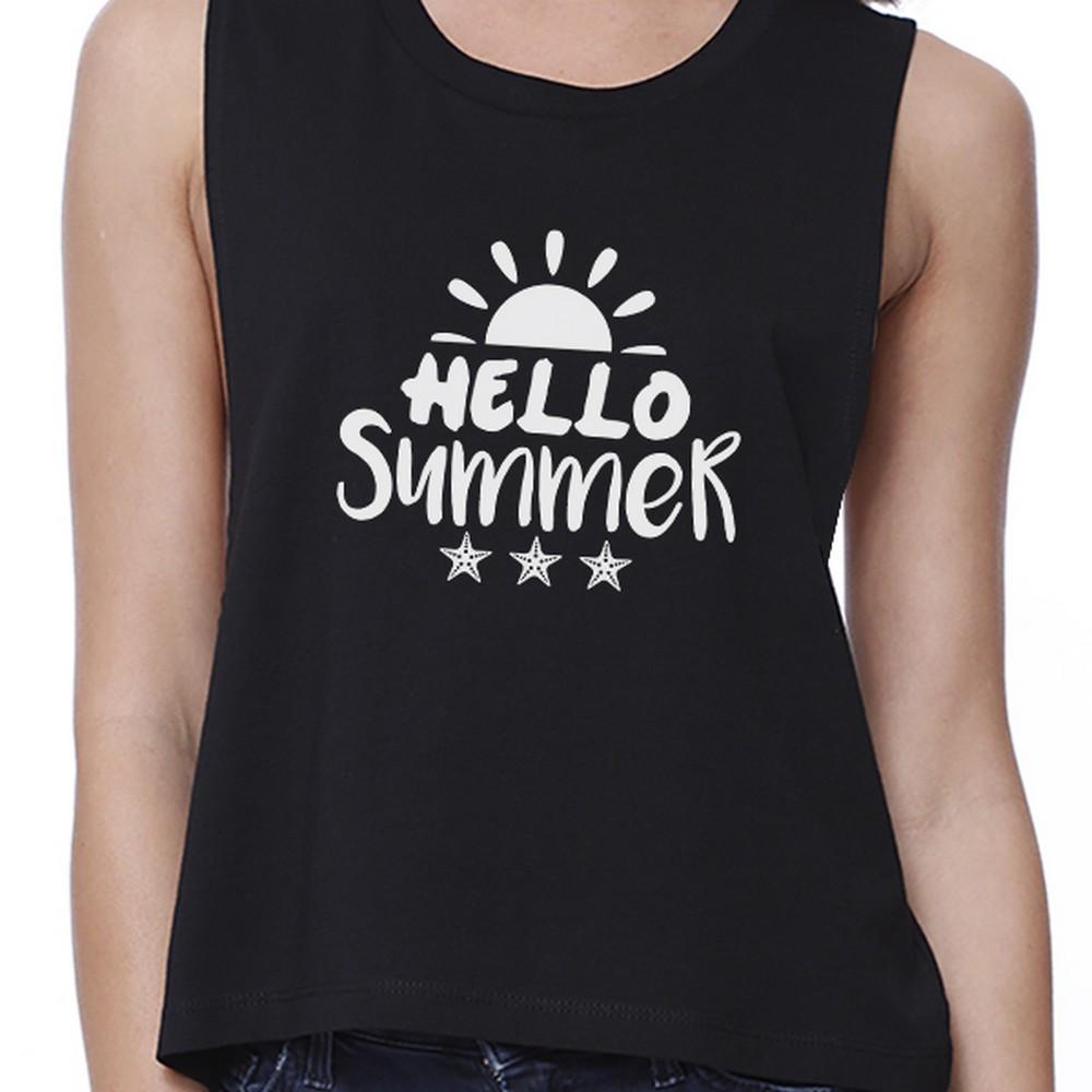 Hello Summer Sun Haut court noir pour femme