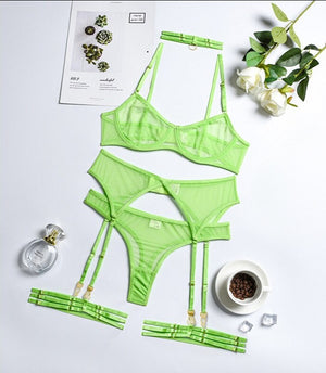 4 Pieces Transparent Lingerie Underwear Ellolace