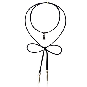Intrepid Ribbon Bow Choker Layered Necklace