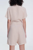 Button Front Jumpsuit in Beige