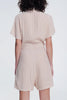 Button Front Jumpsuit in Beige