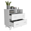 Double Drawer Dresser Arabi, Two Shelves - White