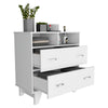 Double Drawer Dresser Arabi, Two Shelves - White