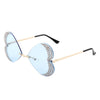 Quixotia - Rimless Butterfly Heart Shape Tinted Fashion Women Sunglasses