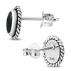 Boucles d'oreilles ovales en argent avec onyx noir