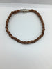 Brown Thin Braided Leather Bracelet