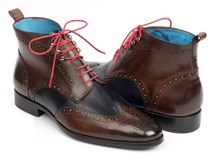 Bottines Paul Parkman Wingtip bicolores marron et bleu