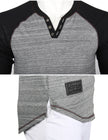 ZIMEGO Long Sleeve Contrast Raglan Henley V-Neck T-Shirts