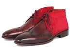 Paul Parkman Bottes Chukka pour hommes en daim et cuir bordeaux (ID#CK51-BRD)