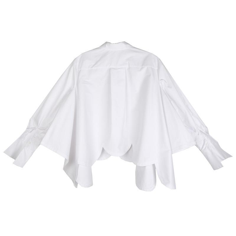 Sonoya Lapel Long Sleeve Irregular Hem Shirt