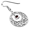 Garnet Stone Celtic Knot Silver Earrings