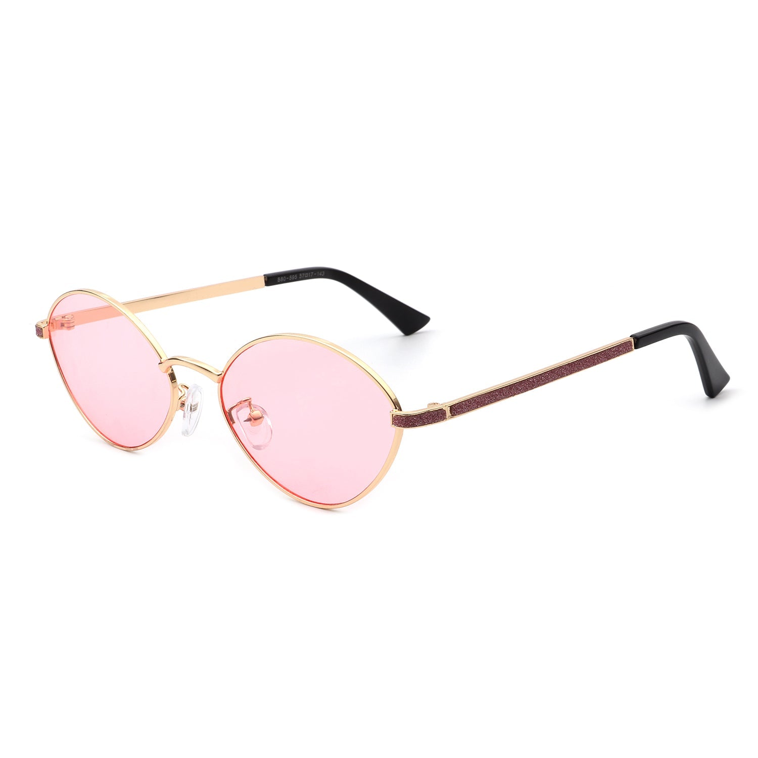 Ufril - Oval Retro Geometric Round Glitter Fashion Sunglasses