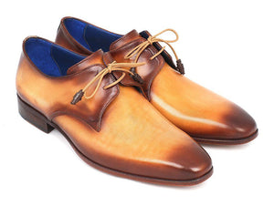 Chaussures Derby Paul Parkman marron et camel peintes à la main (ID#326-CMLBRW)