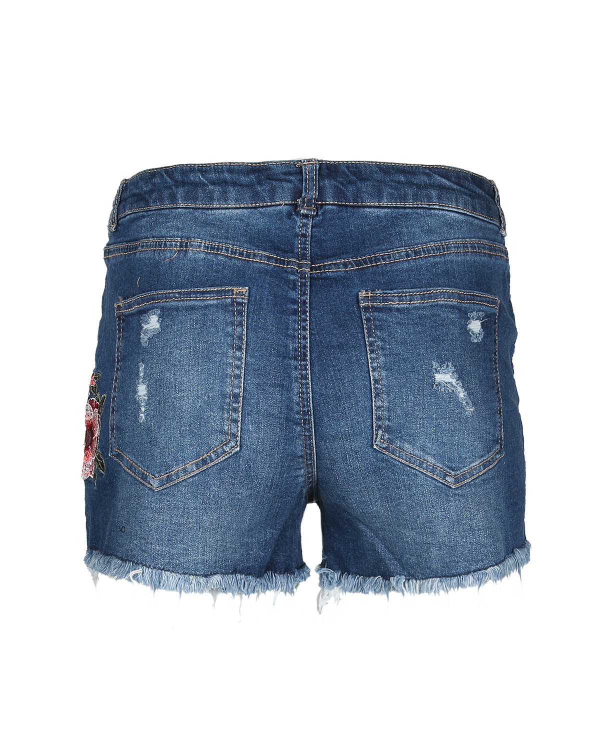 ZIMEGO Short classique en jean vieilli taille moyenne pour femme