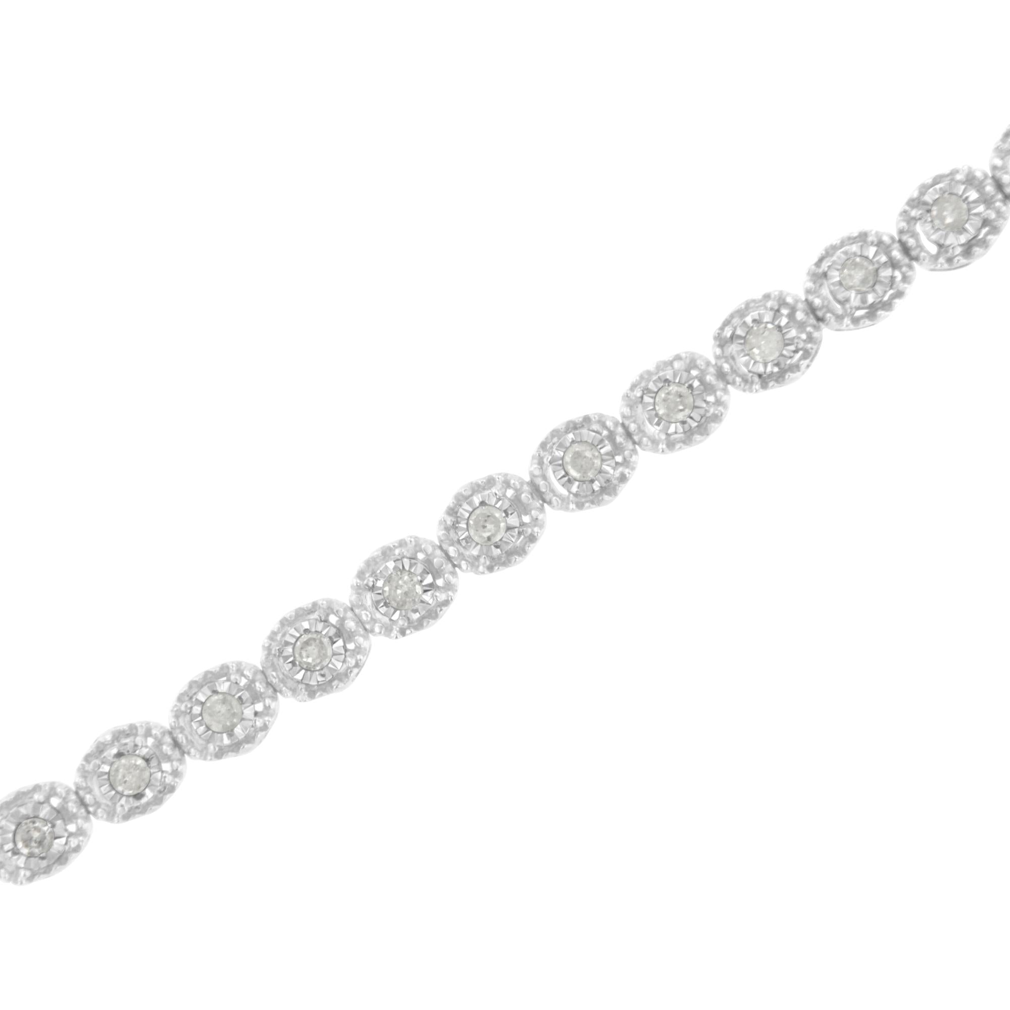 .925 Sterling Silver 1/2 Cttw Miracle-Set Diamond Bezel Look Tennis Bracelet