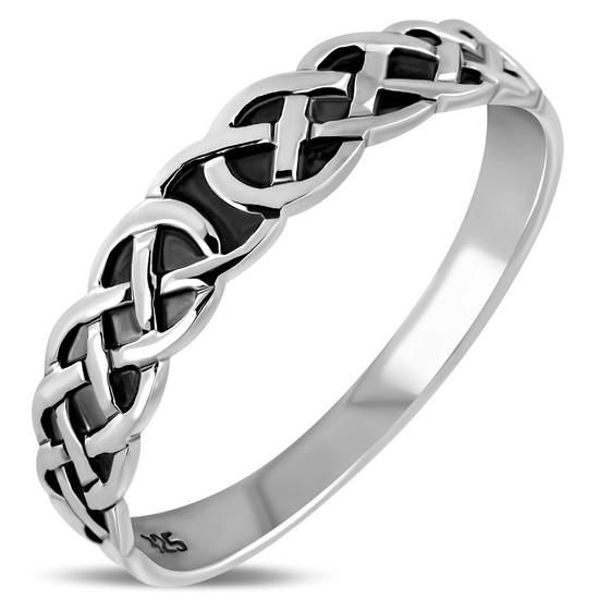 Bague en argent sterling avec nœud celtique uni