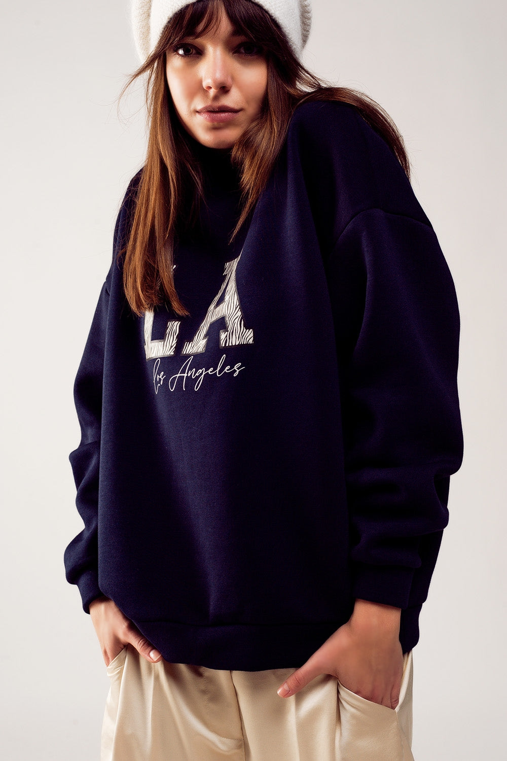 Sweat oversize Los Angeles en bleu marine