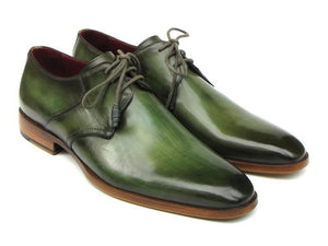 Paul Parkman Chaussures Derby homme de coloris vert peint à la main tige en cuir et semelle en cuir