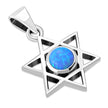 Small Synthetic Opal Star of David Silver Pendant