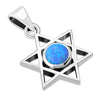 Small Synthetic Opal Star of David Silver Pendant