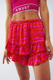 Short avec ourlet à volants à imprimé zèbre en orange et fuchsia