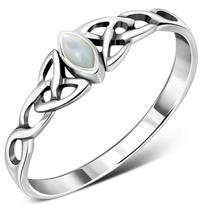 Bague celtique en argent avec nacre