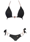 Tessa Triangle Top & Tie Side Bottom - Black