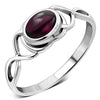 Twisted Garnet Stone Silver Ring