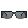 Daylumin - Rectangle Retro Chunky Square Wrap Around Sunglasses