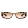 Alabaste - Rectangle Narrow Flat Top Fashion Tinted Slim Sunglasses