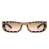 Alabaste - Rectangle Narrow Flat Top Fashion Tinted Slim Sunglasses