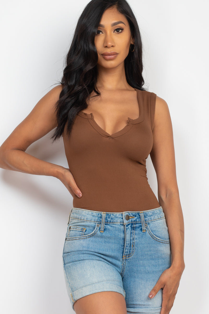 Split Neckline Sleeveless Bodysuit (CAPELLA)