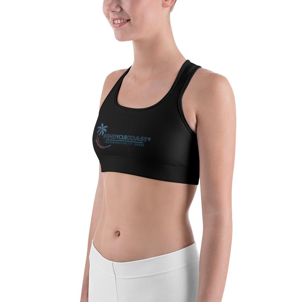 Women's Moisture Wicking Trademark Sports Bra (White & Black Piping)