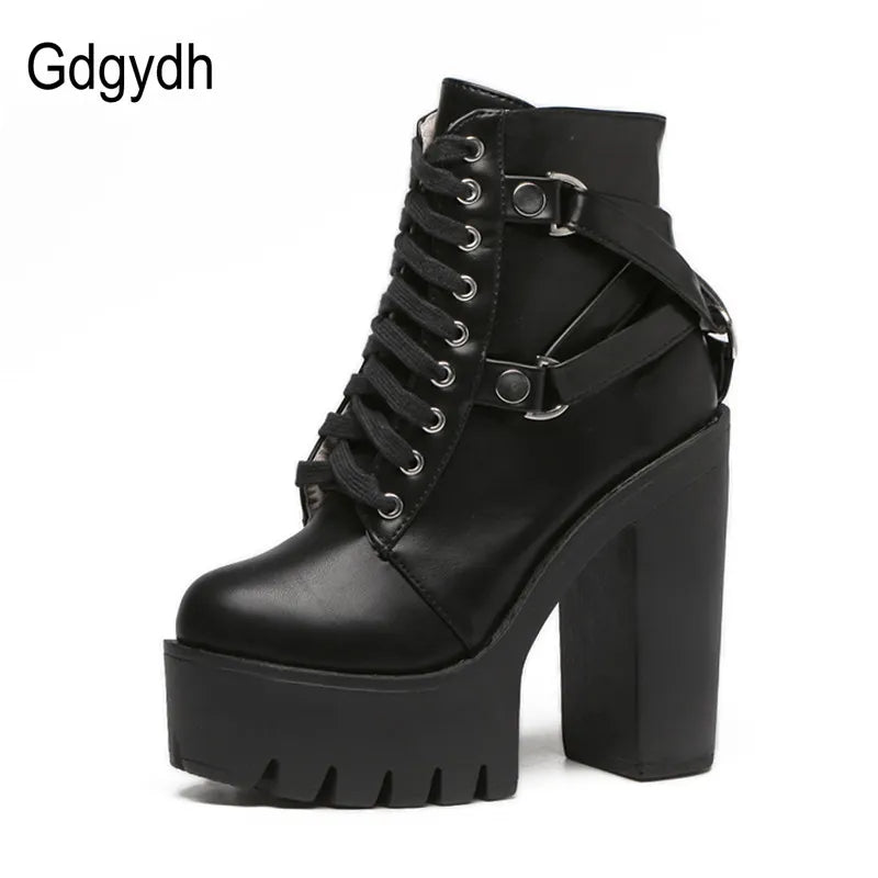 Gdgydh Fashion Black Boots Women Heel Spring