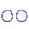 Xanadawn - Women Round Irregular Geometric Glitter Fashion Sunglasses