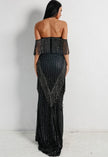 Black Fringe Evening Gown