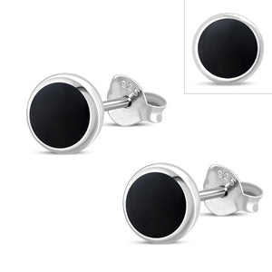 5mm | Round Black Onyx Silver Stud Earrings