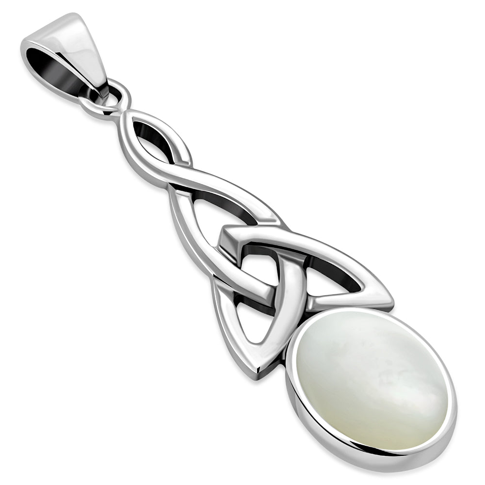 Mother of Pearl Celtic Trinity Silver Pendant