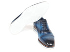 Paul Parkman Oxfords intelligents et décontractés pour hommes en cuir bleu (ID#185-BLU-LTH)