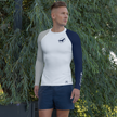 Rashguard performant à manches bleu marine et beige pour hommes UPF 40+