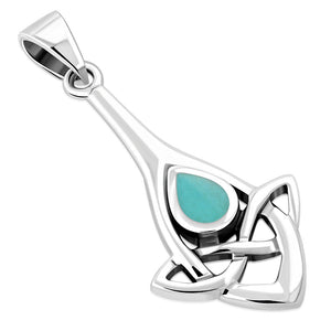 Pendentif en argent avec nœud celtique et goutte turquoise