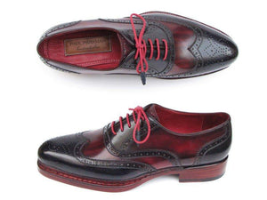 Paul Parkman Chaussures Brogues à Triple Semelle en Cuir pour Hommes Bleu Marine et Rouge