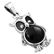 Pendentif en argent avec onyx noir et hibou de nuit