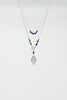 Collier long 2 en 1 en or avec perles bleues