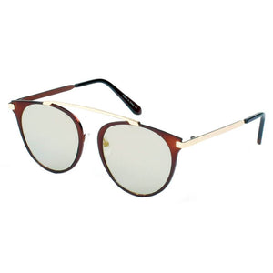 FRISCO | Modern Horn Rimmed Metal Frame Round Sunglasses