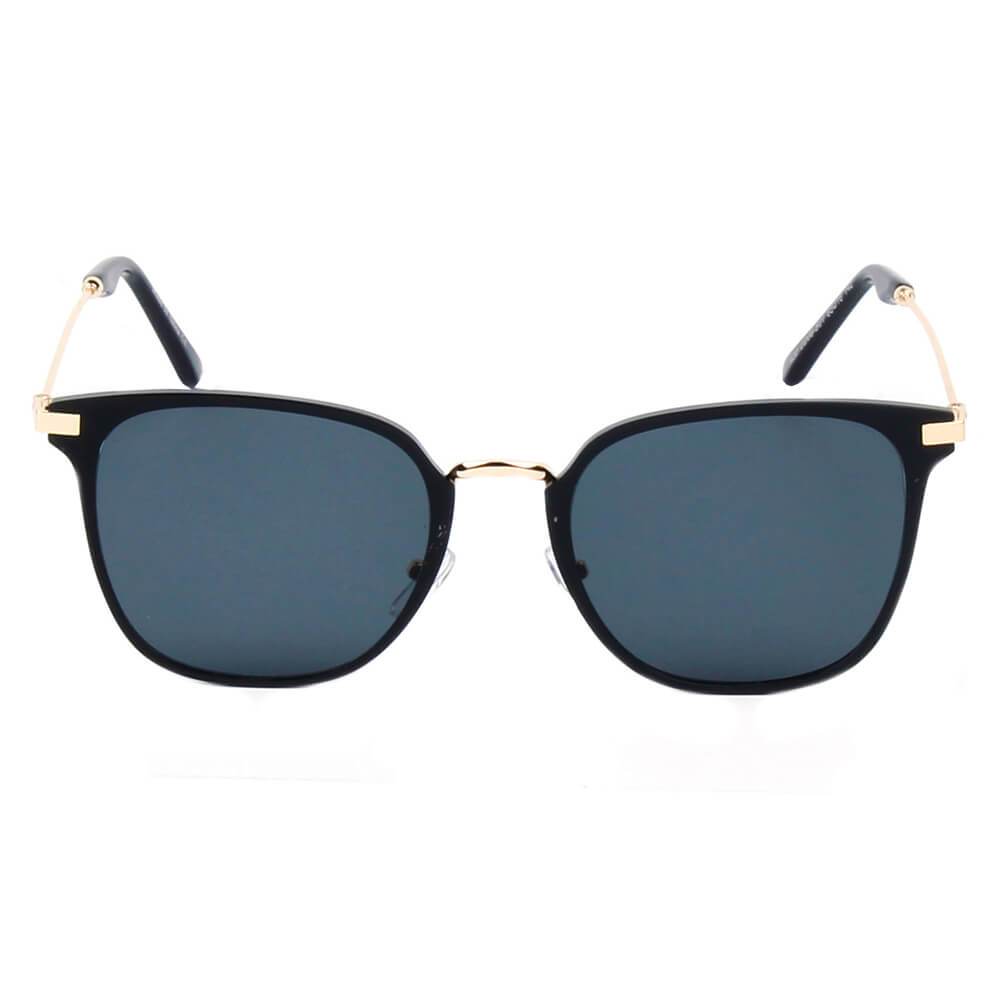 CAMBRIDGE | Pillowed Rectangle Flat Lens Horned Rim Sunglasses