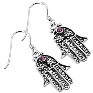 Boucles d'oreilles Hamsa Travail Filigrane Argent