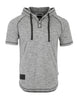 ZIMEGO Sweat à capuche Raglan Henley à manches courtes et bas rond pour homme